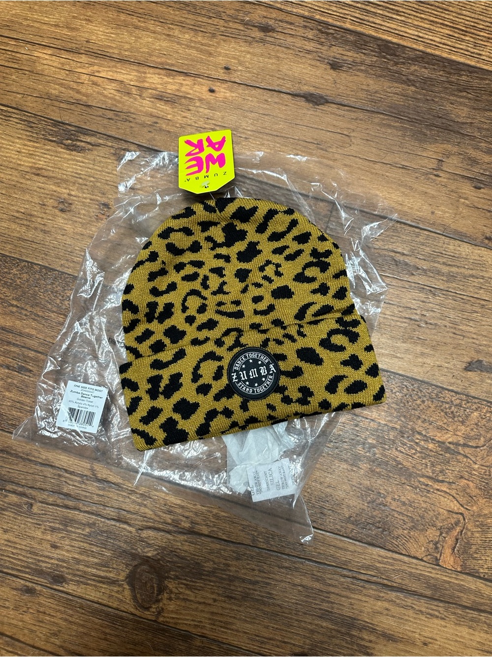 Zumba Fitness Leopard Print Beanie - Mustard/Black